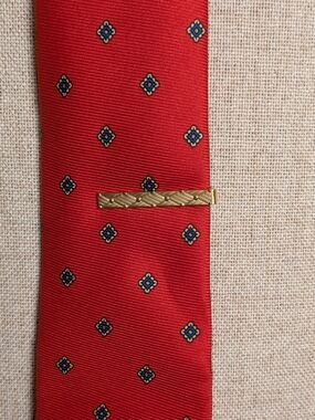 Swank Gold Tone Geometric Textured Tie Bar Clip